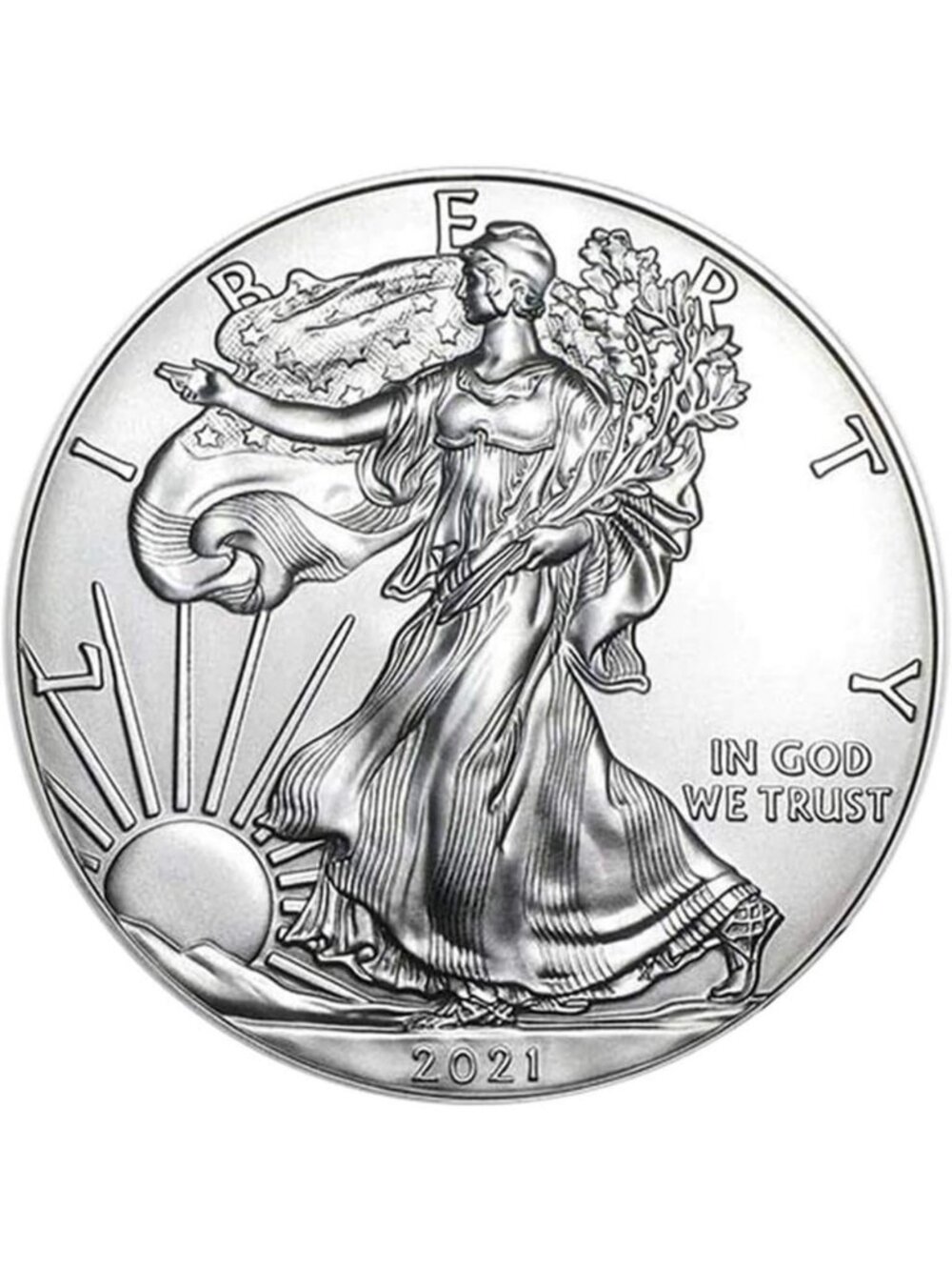 Uncirculated 2021 Silver Eagle Coin .999 Fine Silver with Certificate of